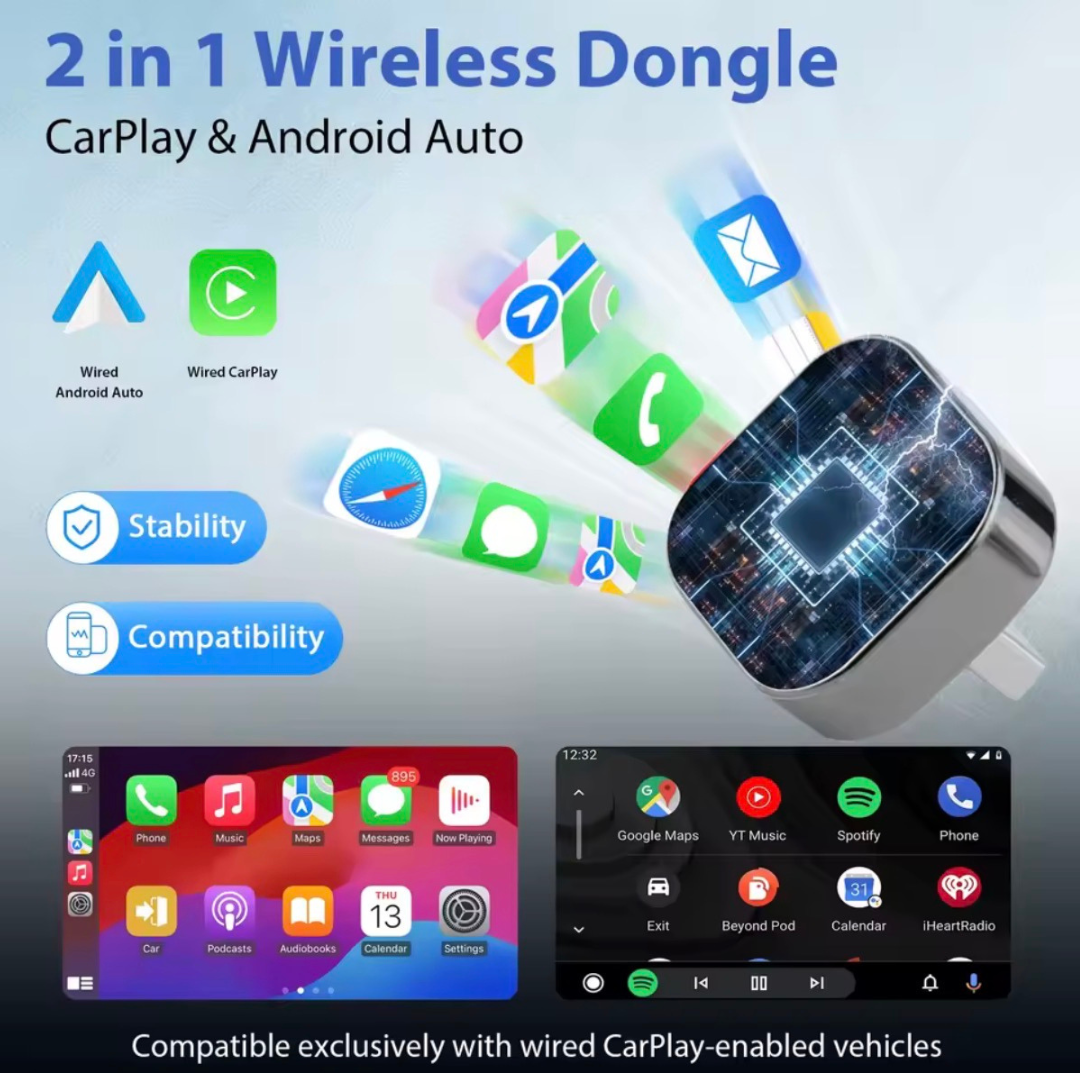 Adaptador Inalámbrico CarPlay y Android Auto